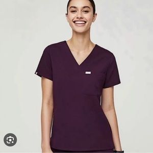 Figs Catarina Deep Purple Scrub Top XS NWOT
